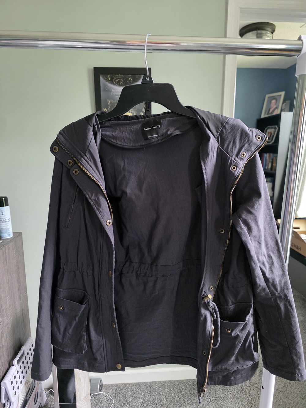 Women's Grey Hooded Utility Jacket